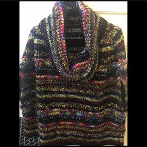 Anthropologie multi-colored cowlneck poncho.